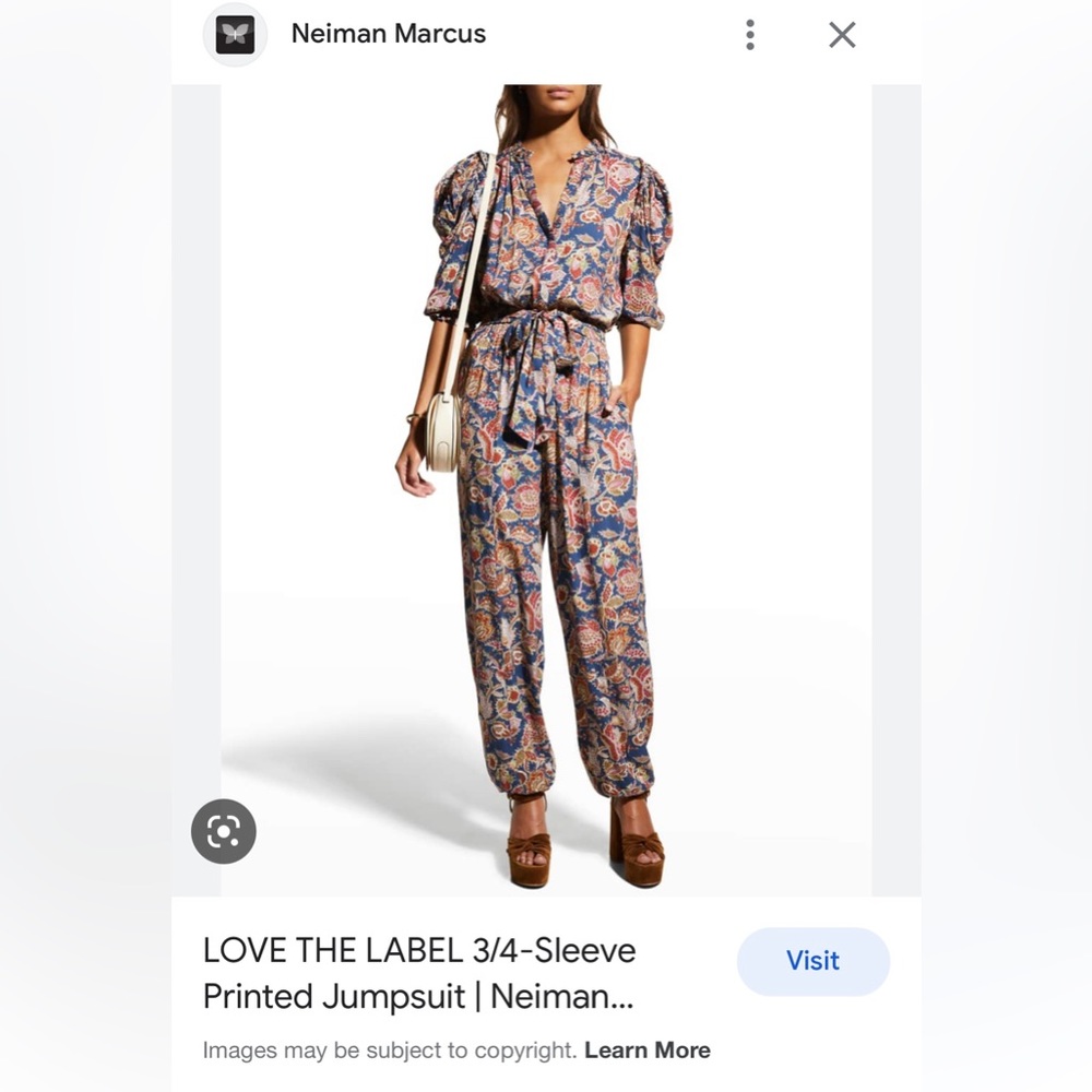 LOVE THE LABEL Printed 3/4-Sleeve Jumpsuit in Multicolor Paisley
